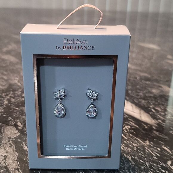 BRAND NEW BELIEVE BY BRILLIANCE CUBIC ZIRCONIA DROP EARRINGS EARRINGS - Picture 3 of 13